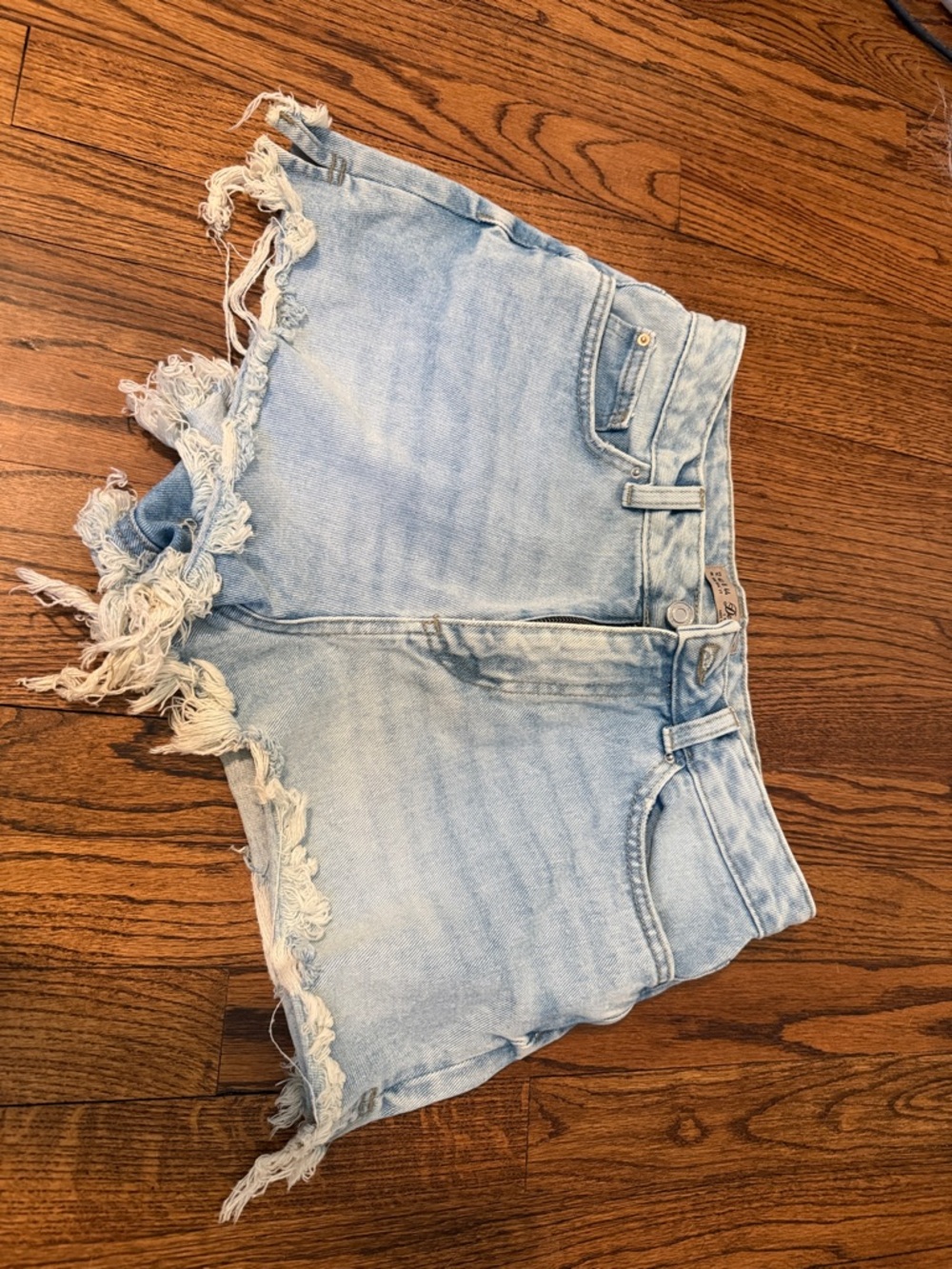 Denim&Co Light Blue Frayed Hem Jean Shorts